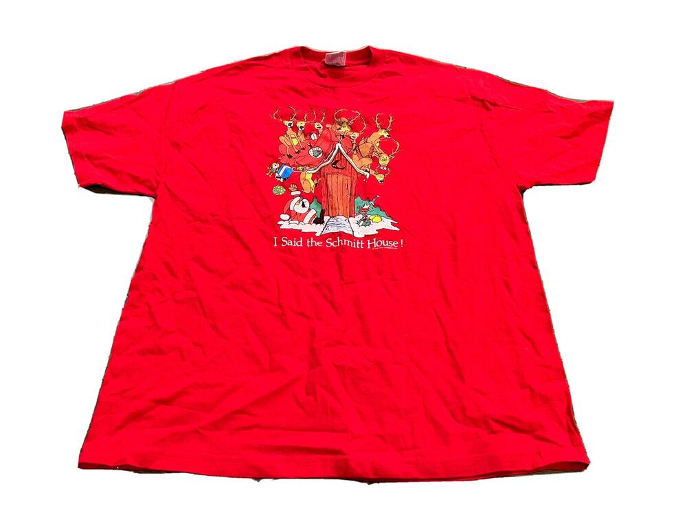 Vtg AAA Red Christmas I Said The Schmitt House Short Sleeve T-Shirt Size XXL 2XL